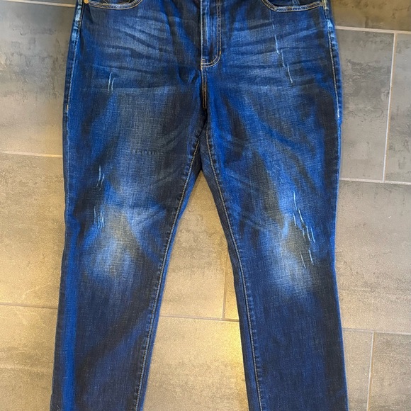CAbi Dark Blue Distressed Denim Jeans - Picture 2 of 3